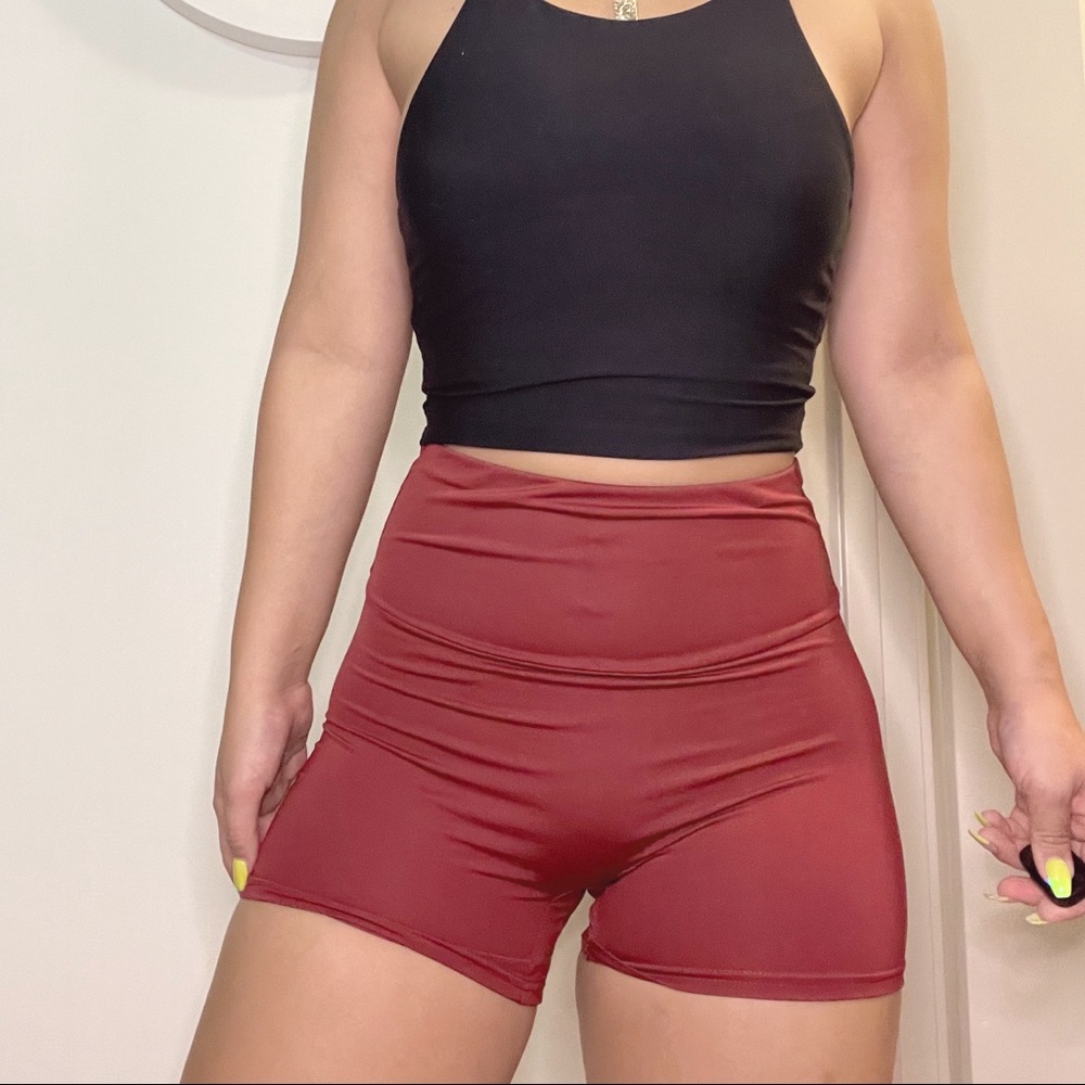 Burgundy athletic shorts